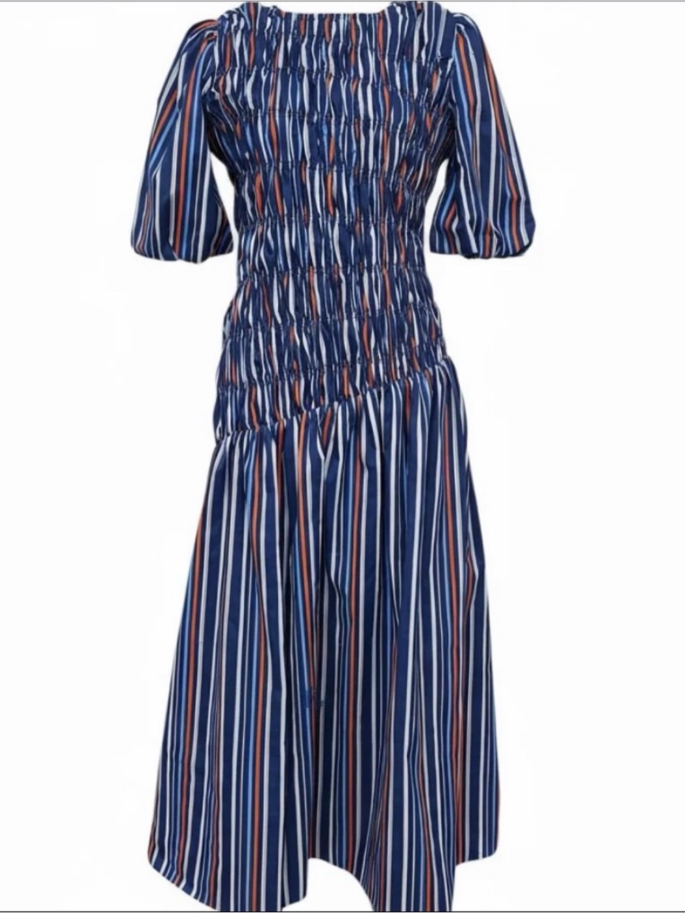Smocked Navy Stripe Maxi Dress